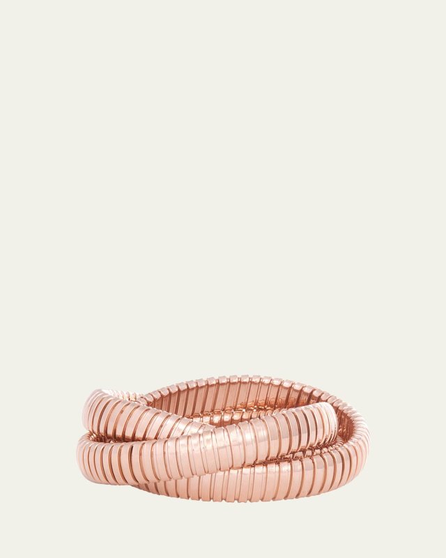 18K Rose Gold 3 Band Rolling Bracelet, 12
